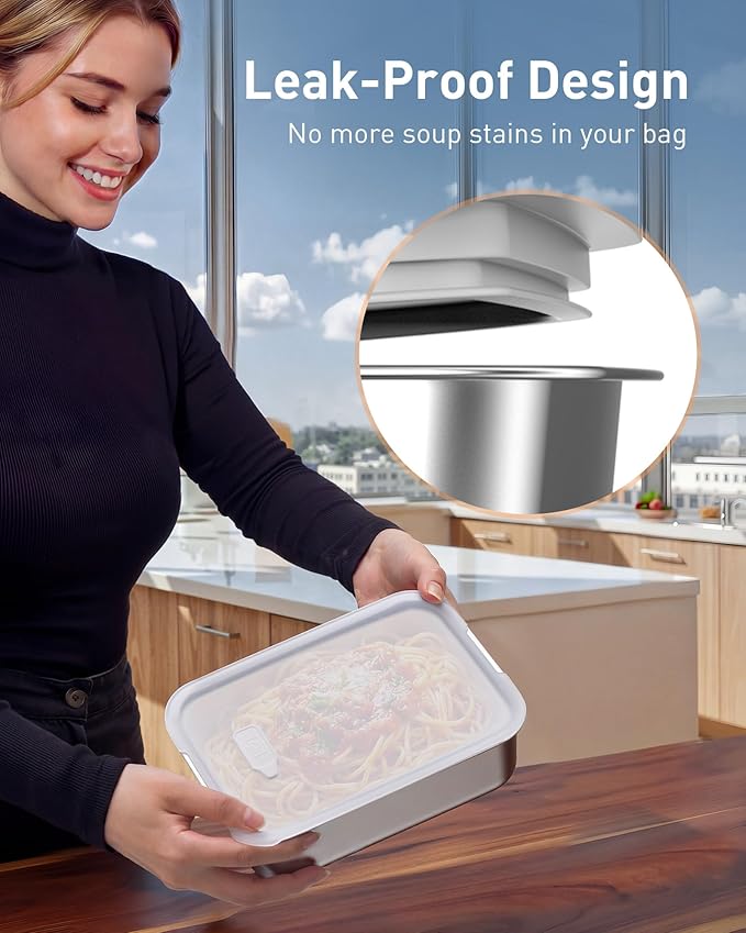 EAST OAK Heated Lunch Box for Men, 6.3 Cups Electric Lunch Box for Adults, 27000mAh Cordless Portable Food Warmer, Rechargeable Self Heating Food Heater with Memory Function & Automatic Keep Warm