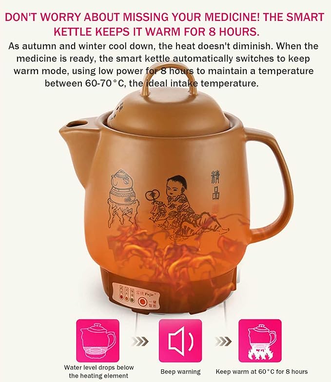 2-5L Automatic Chinese Medicine Pot, Multifunctional Electric Chinese Medicine Pot, Ceramic Pot, Wok for Cooking, Baking, Boiling a 2L