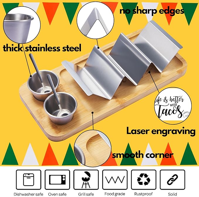 Dual Taco Holder 4 Pack + Taco Holder Kit Silver