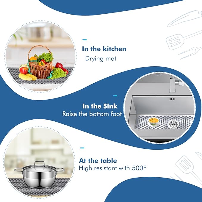 Bestjing Silicone Sink Protectors for Kitchen Sink - 26"x 14" Kitchen Protector Accessory, Non-Slip Heat Resistan Mat for Bottom of Farmhouse Stainless Steel Porcelain, Dishwasher Safe (Gray)