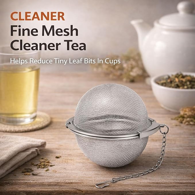 Calico Cat Tea Infuser Set - Adorable Tricolor Kitty Hook, Fine Mesh Loose Leaf Tea Steeper, Stainless Steel, No Mess, 1 Pack (Brushed Silver)