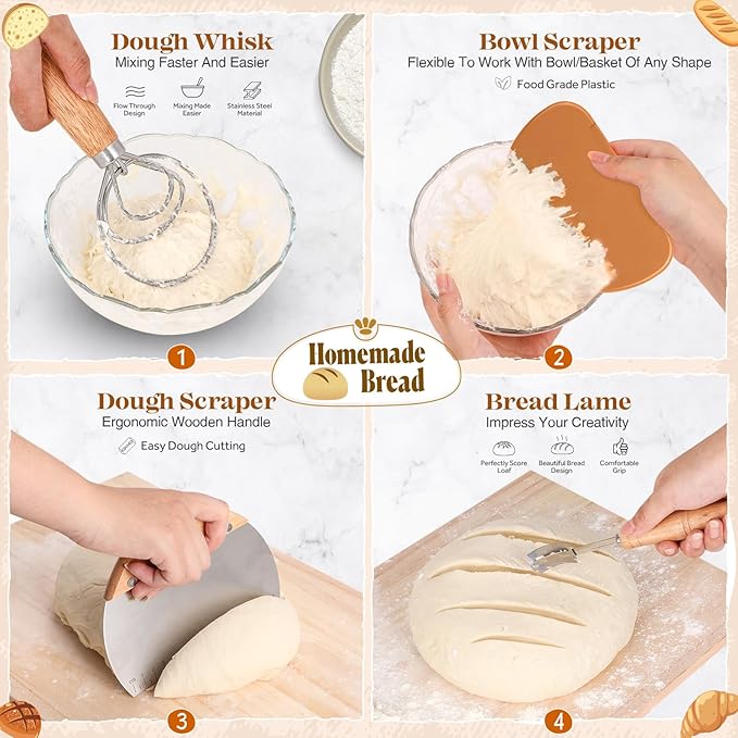 Sourdough Starter Kit with Dutch Oven, Sourdough Bread Baking Supplies, Sour Dough Starter Kits, Sourdough Accessories, Sour Dough Tools Sourdough Tools Kit Dutch Oven for Sourdough Bread Baking