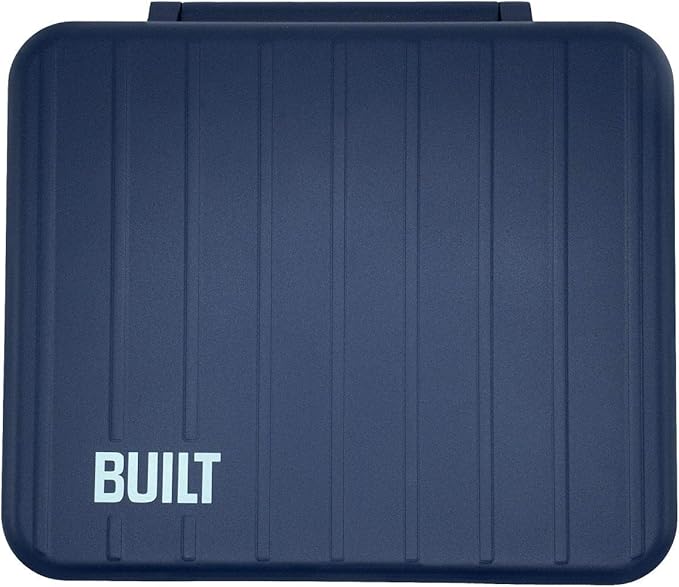 BUILT Microwave Safe Leak-Resistant 3-Compartment Bento-Style Lunch Box with Utensils and Dressing Container Poseidon Blue 5269835