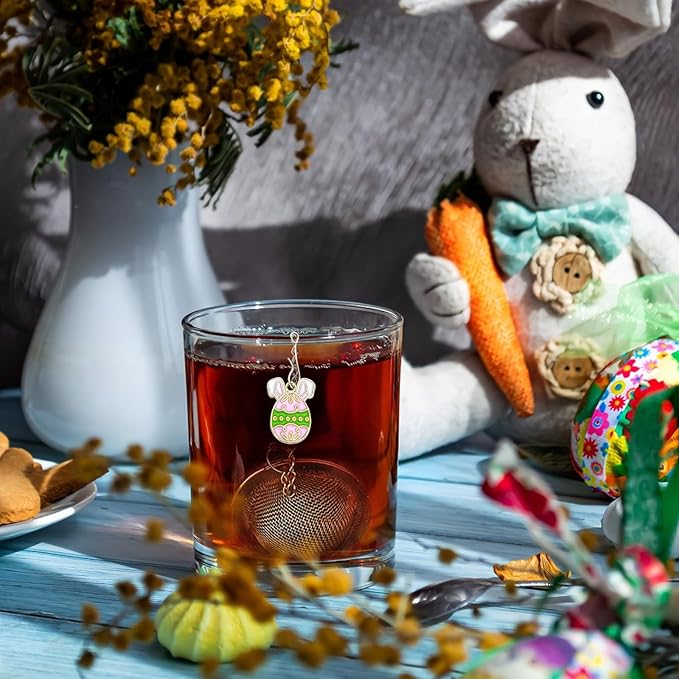 2Pcs Easter Stainless Steel Mesh Tea Infuser, 2.1 inch Tea Ball with Easter Eggs Pendant,Tea Strainer Tea Diffuser Tea Steeper for Filtering Tea,Tea Infusers for Loose Tea (Easter Egg, 2PC)