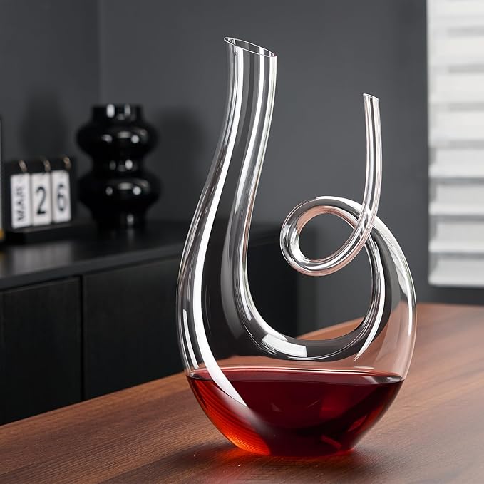PARACITY 1200ml/40oz Art Series Swan Swirl Wine Decanter, Hand Blown Lead-Free Crystal Glass Red Wine Decanter with Aerator for Women and Men, Wine Gifts for Christmas, Birthdays
