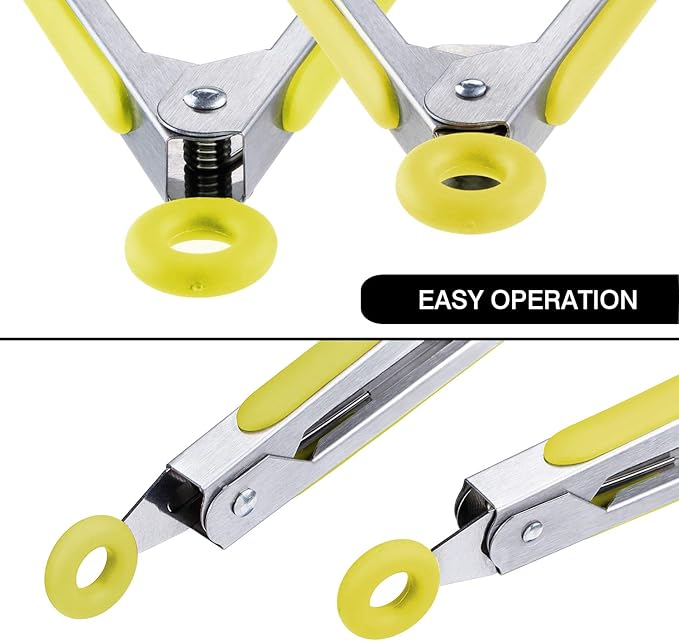 MSY BIGSUNNY Kitchen Food Tongs with Silicone Tips,7 Inch Serving Tongs for Grilling,Locking,BBQ Set of 3 (Yellow)