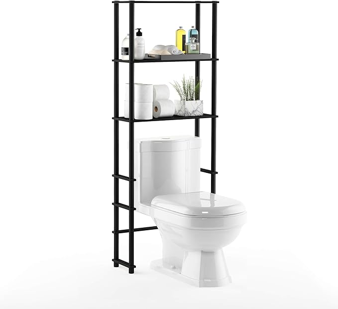 Furinno Turn-N-Tube with 3 Shelves Toilet Space Saver, Espresso/Black