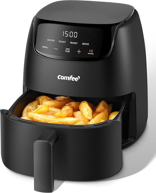COMFEE' Small 2.1 Quart Digital Air Fryer, Compact Design for 1–2 People, Touch Screen Controls, 360-Degrees Hot Air Circulation, Ceramic Basket, and 4 Cooking Presets