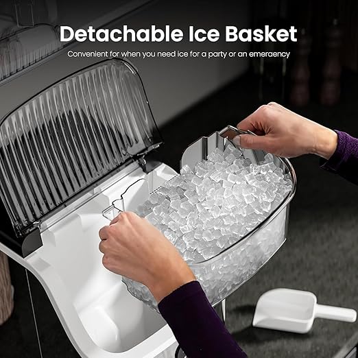 Nugget Ice Makers Countertop,Portable Ice Machine with Crushed Ice, 35lbs/Day,Self-Cleaning,One-Click Operation for Home Use(Silver)