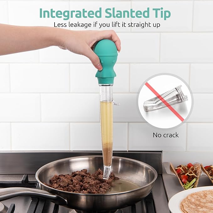 U-Taste 18/8 Stainless Steel Measuring Cups and Spoons Set of 10 Piece, Upgraded Thickness Handle (Multicolors) and 1.5oz Heat-Resistant Angled Turkey Baster with Cleaning Brush (Aqua Sky)