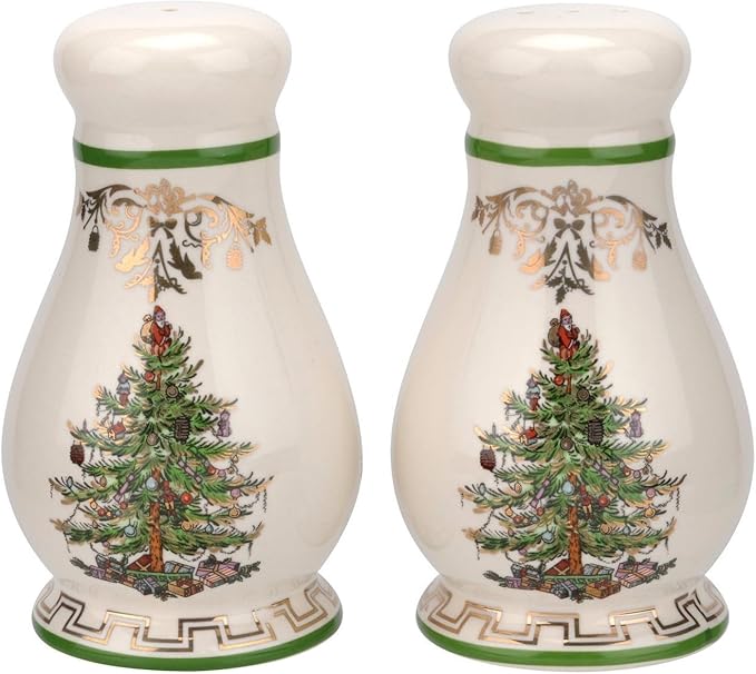 Spode Christmas Tree Gold Salt & Pepper Shaker Set (2-Piece) - Holiday Kitchen & Table Décor - Festive Home Accent, Christmas Gift, Stocking Stuffer for Friends & Holiday Enthusiasts