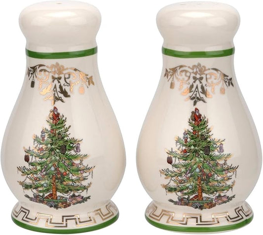 Spode Christmas Tree Gold Salt & Pepper Shaker Set (2-Piece) - Holiday Kitchen & Table Décor - Festive Home Accent, Christmas Gift, Stocking Stuffer for Friends & Holiday Enthusiasts