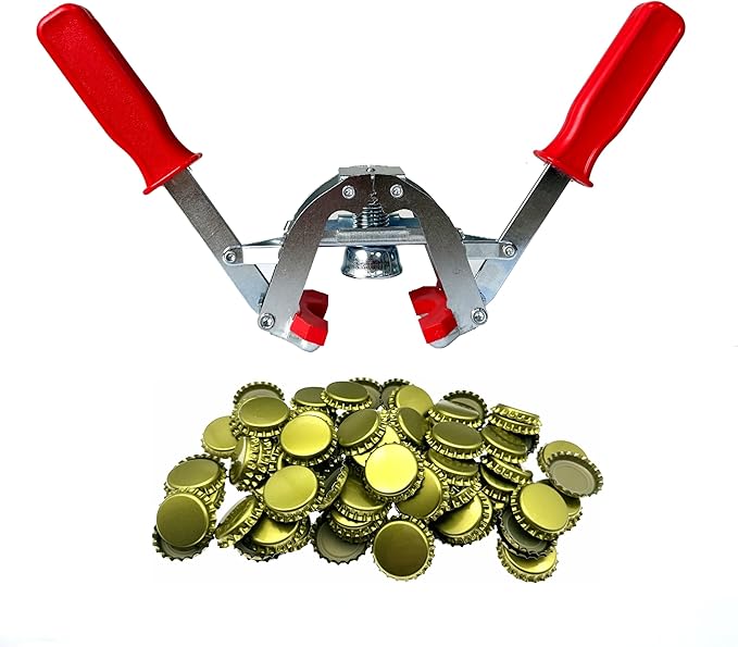 Manual Beer Bottle Capper Tool with 150 count Beer Bottle Caps,26mm Beer Corking Machine for Home Brewing（Crown Cap WN005）