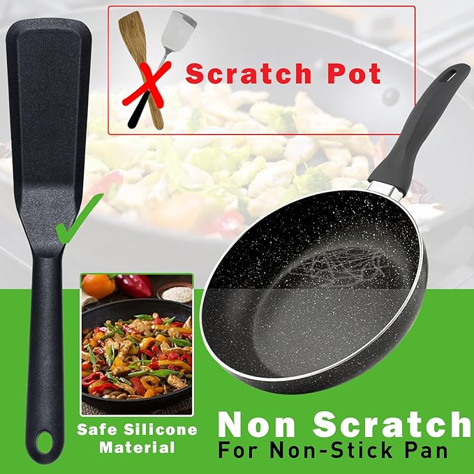 Eggssentials Pack of 2, Egg Spatula - Non-Stick, High Heat Resistant Kitchen Tools for Panckes, Eggs, Baking, Cooking, and Mixing - Black Egg Spatula