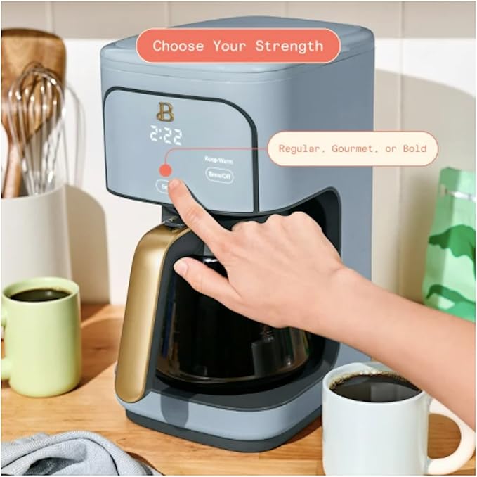 Beautiful 12-Cup Programmable Drip Coffee Maker by Drew Barrymore (Cornflower Blue)