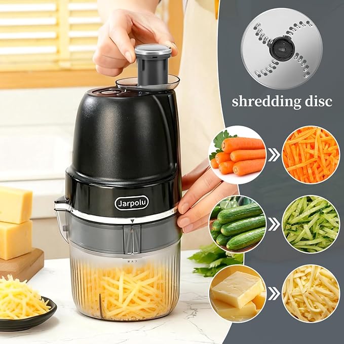 4 in 1 Electric Cheese Grater, Multifunctional Food Processing Machine, Labor-Saving Potato Shredder, Home Kitchen Vegetables Chopper, Suitable for Spice Veggies Fruits Nuts Biscuit, Black