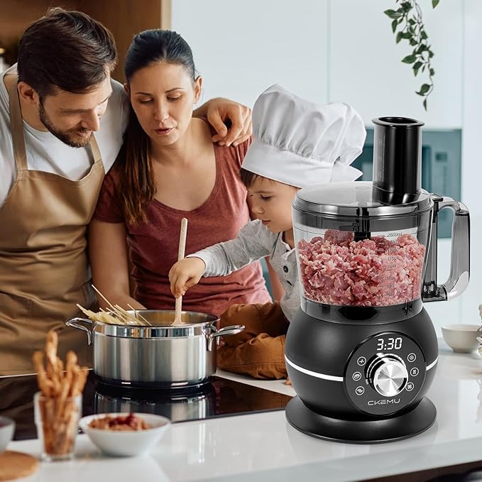 12 Cup Smart Food Processor, Electric Food Chopper Slicer with French-Fry Slicing Shredding Chopping Kneading Cutter, For Meat, Vegetable, Fries, Cheese, Meat & Veggie Prep, Puree