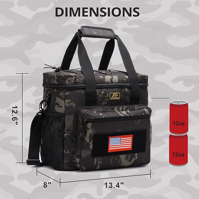 Lunch Box for Men, Tactical Lunch Bag MOLLE Webbing Leakproof Insulated Large Lunch Cooler Women Adult Meal with Adjustable Shoulder Strap Durable Lunch Pail (Camo-Black)