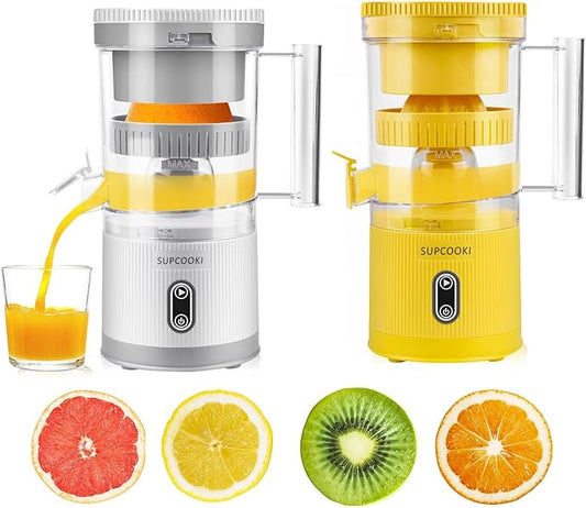 Electric Citrus Orange Lime Lemon Grapefruit Juicer Squeezer, White and Yellow Bundle