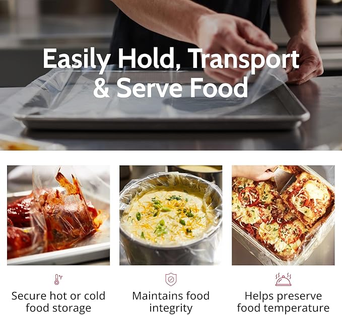 PanSaver Clear Pan Liners for Easy Clean Up - Disposable Buffet Pan Liners, Ovenable up to 400F (Third and Quarter Pan Medium and Deep Pan Liner - 19 x 14 IN)