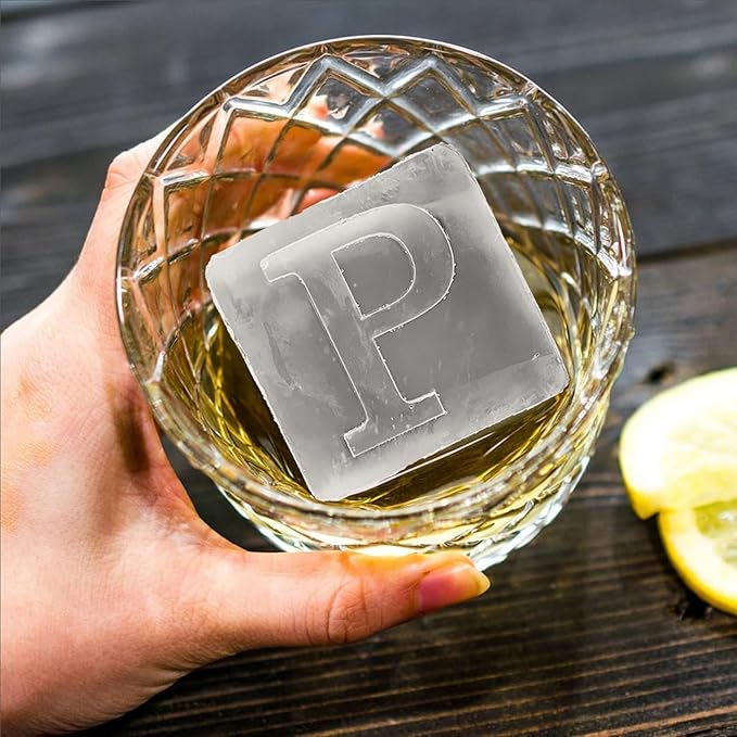 Letter P Monogram Ice Cube Mold Custom Ice Cube Mold 2 Inch Big Initials Silicone Ice Cube Tray Gifts for DAD Gifts for Him