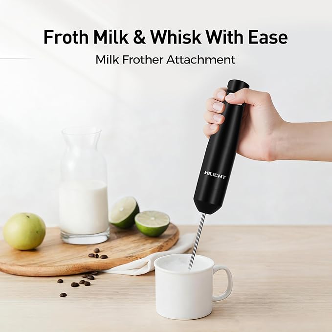Cordless Immersion Hand Blender (Stick Blender) – Smooth, Controlled Blending for Everyday Cooking, 12V Brushless Motor, Pressure-Sensitive Variable Speed, USB-C Rechargeable, Easy-Clean (Black)
