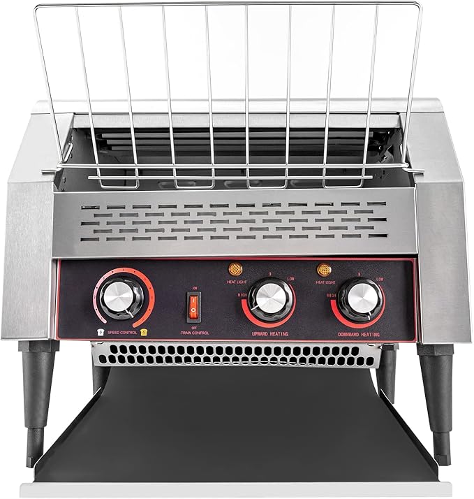 450 Slices/Hour Commercial Toaster, 110V 2600W Electric Conveyor Toaster Oven Stainless Steel Commercial Conveyor Belt Toasters for Restaurant, Bakery, Buffet Use