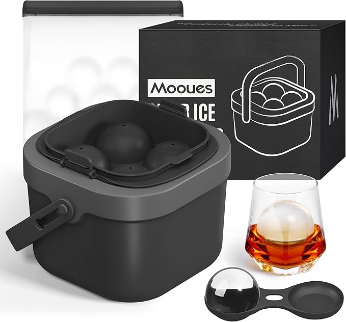 Mooues Clear Ice Ball Maker Mold, Whiskey Ice Cube Tray, 2.4 Inch Large Round Ice Molds for Cocktails Whisky Bourbon Liquor, Best Dad Ever Gifts for New Dad Husband Men who Have Everything