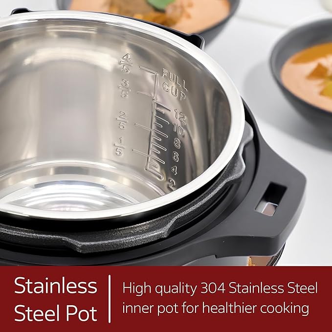 6 Quart 11-in-1 Electric Pressure Cooker – Stainless Steel Multi-Cooker, Programmable Kitchen Appliance