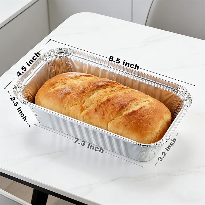Findful Disposable 2Lb Loaf Pans, 100 Pack Aluminum Bread Pans for Baking - 8.5" x 4.5" x 2.5" Foil Pans Perfect for Banana Bread, Cakes, Meatloaf & Food Serving
