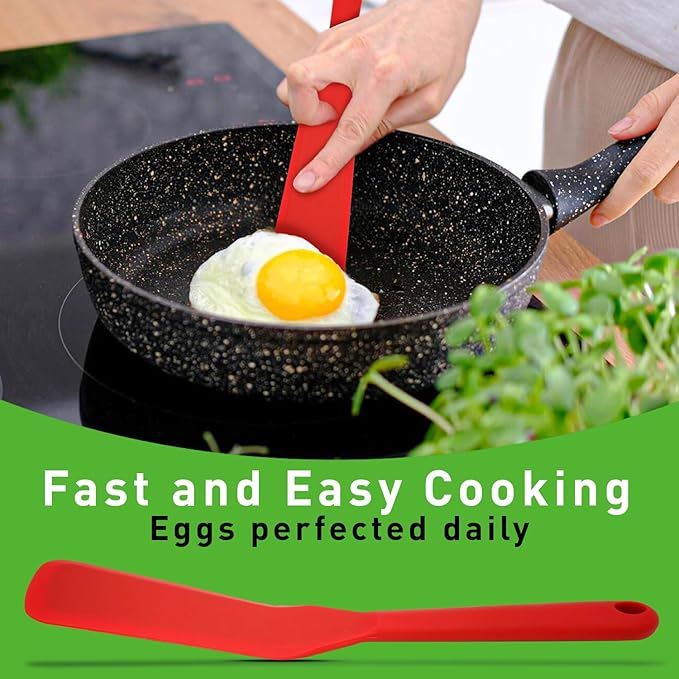 Eggssentials - Pancake Flipper Spatula - Non-Stick - Heat Resistant Egg Spatula for Kitchen Uses, Baking, Cooking, and Mixing - Red