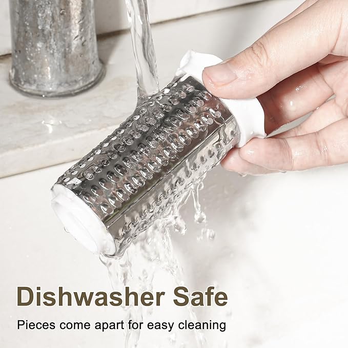 Cheese Grater with Hand Crank - 3 Adjustable Grating Drums for Parmesan & Hard Cheeses - Shatter-Resistant & Easy to Clean