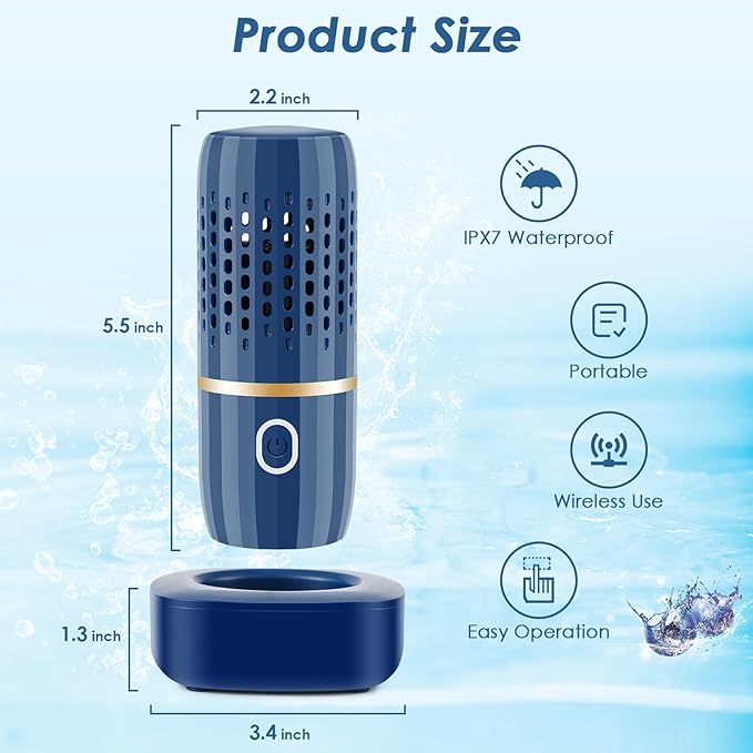 Cudinham Fruit and Vegetable Purifier Cleaner Washing Machine Capsule Shape Disinfection OH-ion Purification Technology for Cleaning Veggie Grains Rice Meat Seafood, Blue