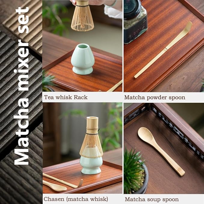 Matcha Whisk Holder Matcha Chasen Whisk Stand Ceramic Holder fit for Traditional Japanese Tea Ceremony Starter (Cherry Blossoms porcelain white)