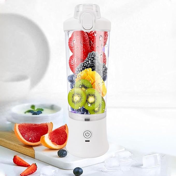 Compact Personal Blender, Travel Blender with 600ml USB C Rechargeable Mini Juicer Cup RGB Light for Travel
