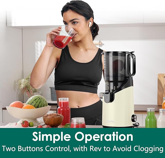Cold Press Juicer,Fretta Juicer Machines with American-Sourced PCTG Material and 5.3" Extra Large Feed Chute,Fit Whole Fruits & Vegetables,BPA Free 250W(Silver,1.8L)