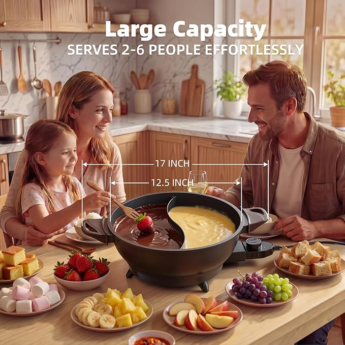 TWIN™ Electric Hot Pot with Divider | PFAS-Free Ceramic Nonstick Pot | EvenHeat Cast Aluminum Body | 1500W Fast Heating | Dual-Flavor Shabu Shabu Pots for Family Use | 1-Yr Warranty