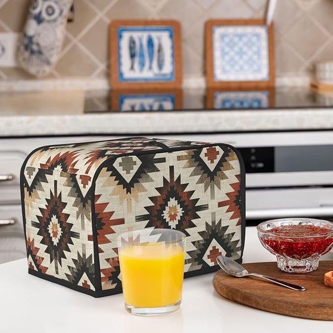 Southwestern Ethnic Aztec Toaster Cover 2 Slice, Cute Rural Bread Machine Cover, Washable Dust-Proof Cover for Kitchen Small Appliance Cover,with Top Handle