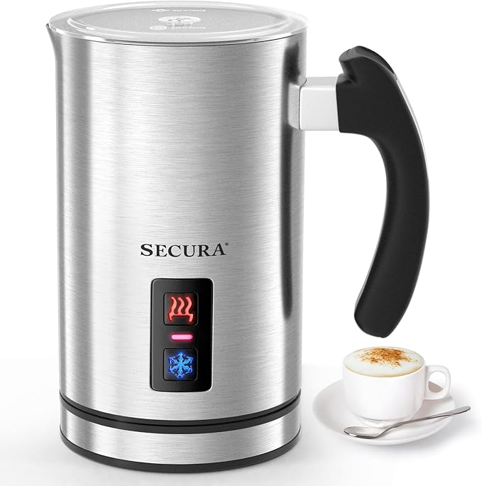 Secura Electric Milk Frother, Automatic Milk Steamer Warm or Cold Foam Maker for Coffee, Cappuccino, Latte, Stainless Steel Milk Warmer with Strix Temperature Controls