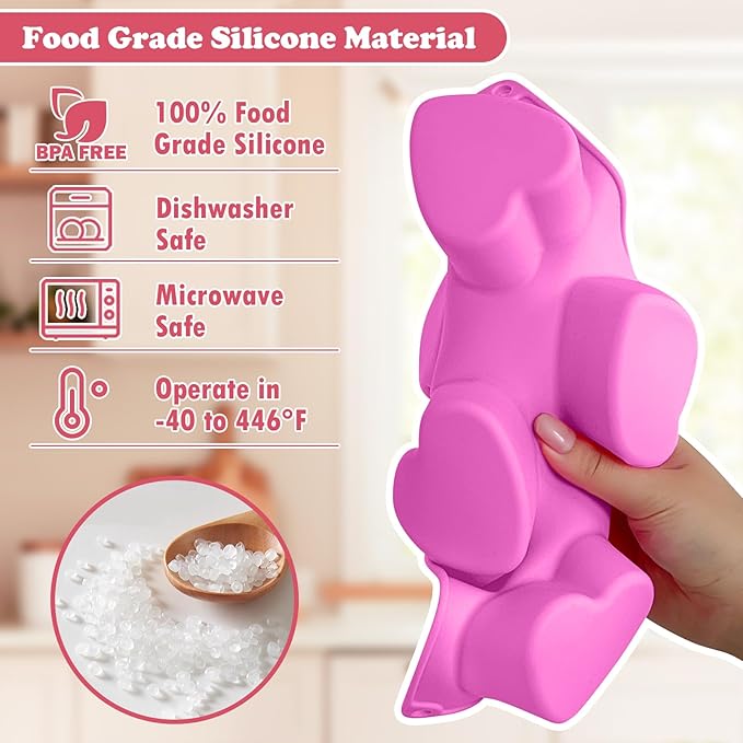 HKNMTT Heart Silicone Molds Valentine's Day for Baking Cake Chocolate Cocoa Bomb, Love Shaped Jello Chocoflan Oreo Moulds, 6 Cavity 2 Pack Soap Craft Oven Safe DIY Handmade Gift Pan
