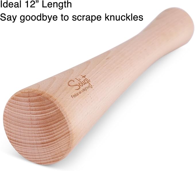 SOLIGT 12" Sauerkraut Pounder for Mason Jars Vegetable Fermentation- One Piece of Solid Wood