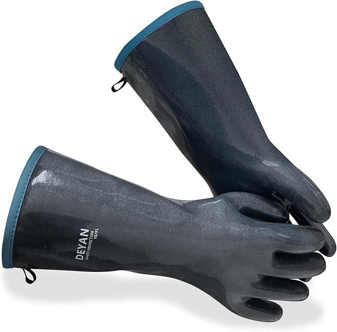 DEYAN Silicone BBQ Gloves, 600°F Heat Resistant Oven Mitts for Grilling, Smoking & Baking - Waterproof, Oil Proof Non-Slip Kitchen Gloves for Cooking, Frying, BBQ Accessories(8/M)