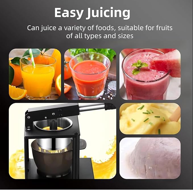 Manual Citrus Juicer Stainless Steel Hand Press Juicer with Lever, Heavy Duty Lemon Orange Squeezer with Dual Filters for Lemon, Orange, Lime, Grapefruit, Kitchen Fruit Juicer Tool