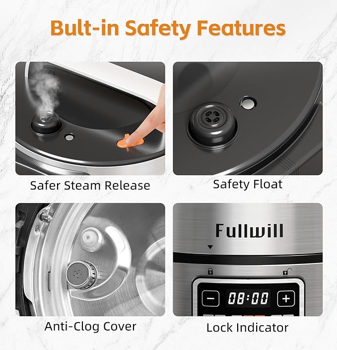 Fullwill Dual-Pot Electric Pressure Cooker,12-in-1 Multi Cooker with 6QT Stainless Steel & 5QT Ceramic Pot,Olla de Presion for Pressure,Rice,Meat Stew,Yogurt Maker