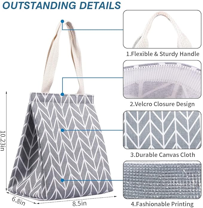 iknoe Insulated Lunch Bag for Women & Adults, 9L Foldable Wide-Open Cooler Bag with Pockets, Leakproof & Portable, for Picnic, Office, Beach(Gray diamond)
