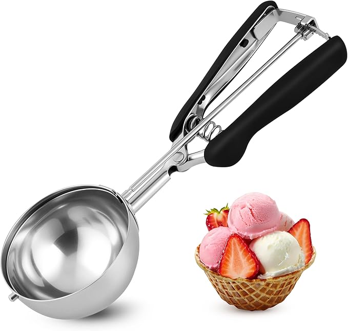 Extra Large Ice Cream Scoop 80MM, Trigger Release Stainless Steel Cookie Scoop, Portion Scoop 5.28 oz/150ml, Commercial Food Disher, for Portion Control, Cookie Dough, Cupcake Batter (10 Tablespoon)