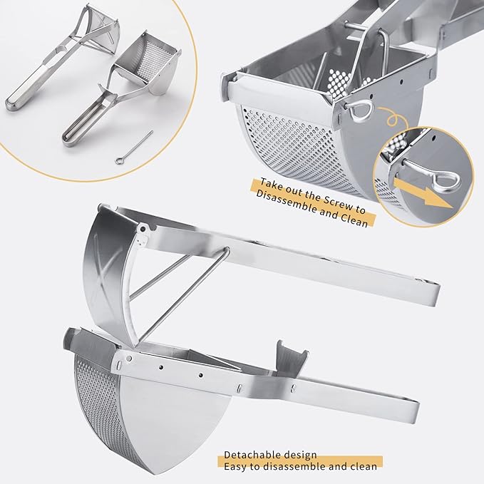 Potato Ricer Good Grip, Potato Masher Stainless Steel Professional Masher Kitchen Tool Fruit Press Baby Food Masher