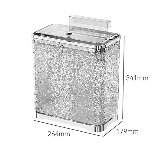 Bathroom Trash Can, Kitchen Hanging Trash Can Wastebasket Portable with Lid Small Over Cabinet Door Garbage Bin Waste Basket for Bathroom Kitchen(Argent Gray)