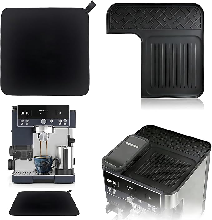 Sliding Mat & Top Mat Combo Set for Ninja Luxe Café ES601ES701 Espresso Machine, 2 in 1 Anti Slip Rubber Base & Food Grade Silicone Top, Protects Countertops from Scratches, Heat, and Spills