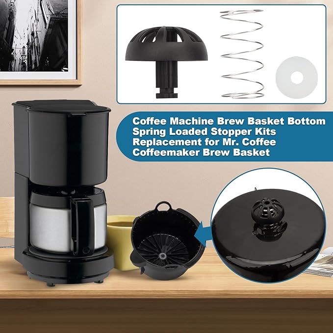 Showingo Coffee Replacement Brew Basket Spring Loaded Stopper Kits Compatible with Mr. Coffee 112435-000-000 185774-000-000 Hamilton 990117900 990237500 Coffee Machine Accessory（2 packs)